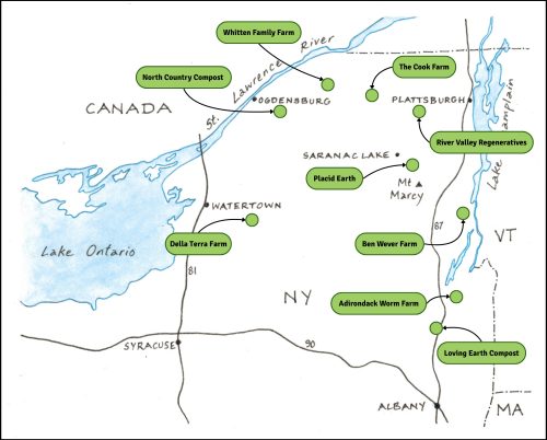 Map of North Country Compost Coalition businesses