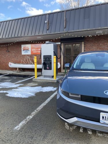 Hyundai Ioniq 5 electric car charging at the Indian Lake Welcome Center