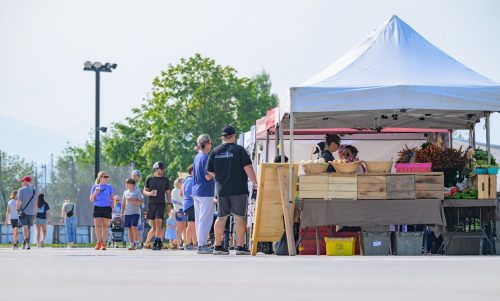 Shoppers at the Lake Placid farmers market